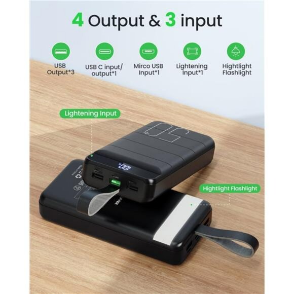 50000mAh power bank fast charging USB C portable charger with LED display - Picture 4 of 7